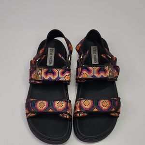 Steve Madden Black and Colorful Pattern Sandals